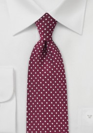 Wine Red and Silver Diamond Pattern Tie