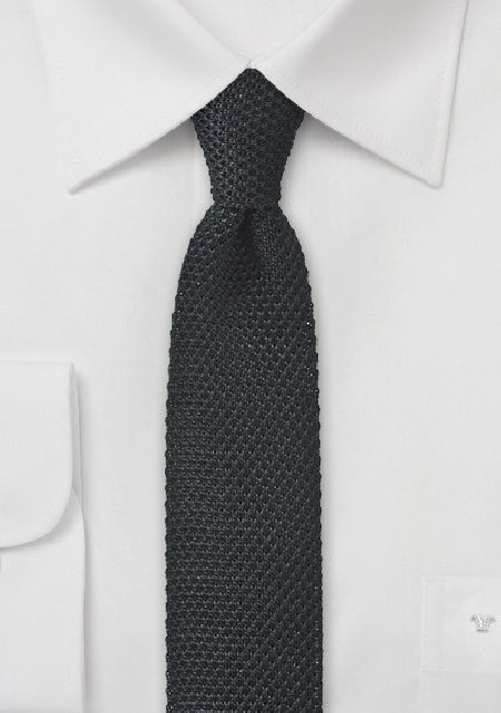 Knit Skinny Tie in Black
