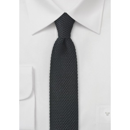 Knit Skinny Tie in Black