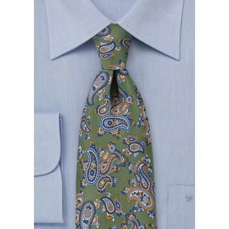 Green 1960s Paisley Tie