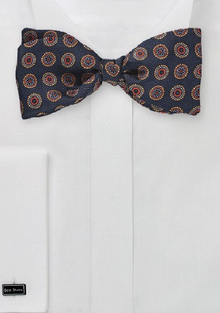 Navy Bowtie with Circle Accents