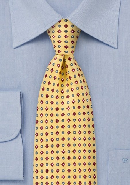 Yellow with Red and Blue Detailed Pattern