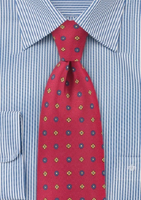 Retro Floral Grid in Autumn Red
