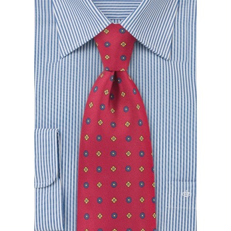 Retro Floral Grid in Autumn Red