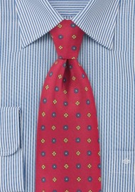 Retro Floral Grid in Autumn Red