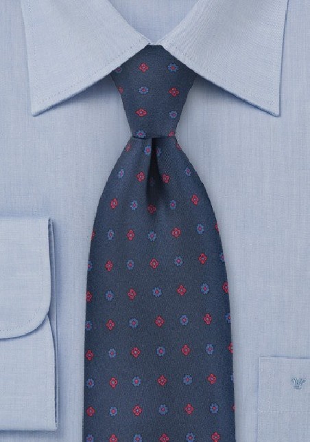 Retro Floral Grid in Deep Royal Blue