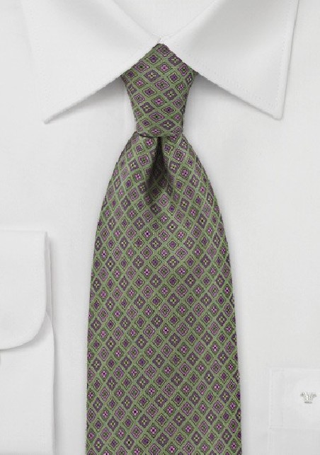 Diamond Tie in Olives and Pinks