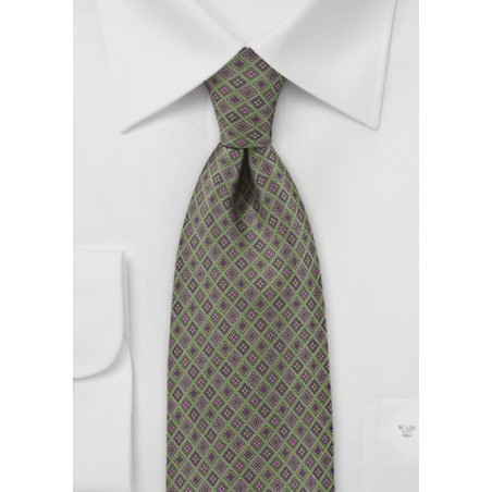 Diamond Tie in Olives and Pinks