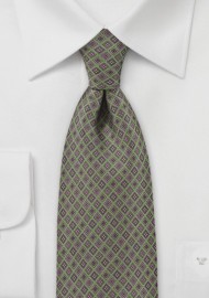 Diamond Tie in Olives and Pinks