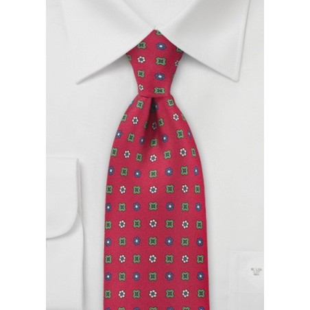 Bright Emblem Tie in Reds
