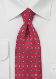 Bright Emblem Tie in Reds