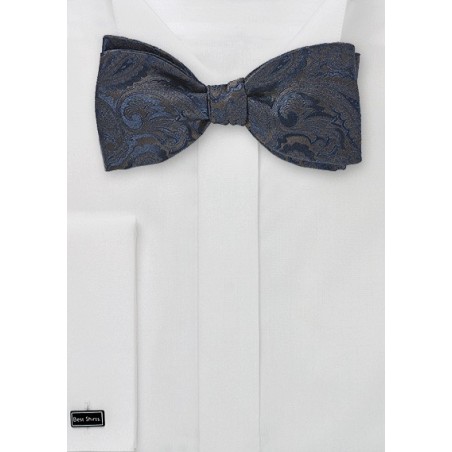 Ornate Paisley Bow Tie in Sable and Navy