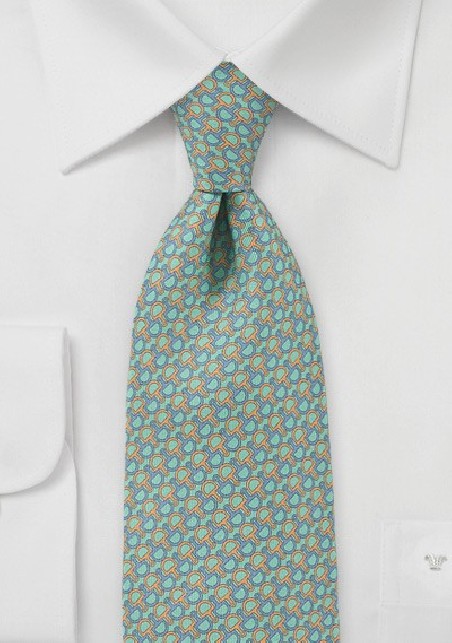 Delightful Tie in Aquas, Oranges and Blues