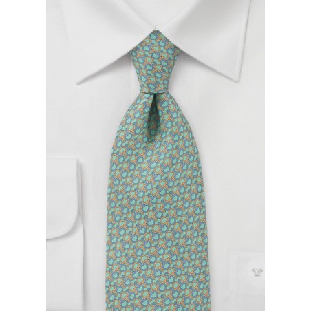 Delightful Tie in Aquas, Oranges and Blues