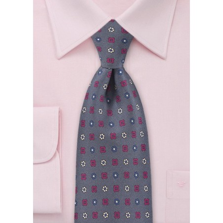 Muted Amethyst Tie with Ruby and Navy Accents