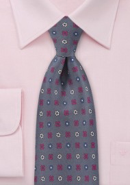 Muted Amethyst Tie with Ruby and Navy Accents