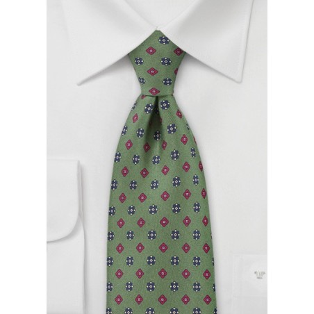 Art Deco Tie in Muted Olive Green