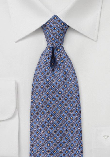 Blue Tie with Decorative Diamonds