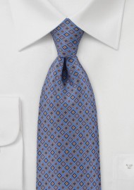 Blue Tie with Decorative Diamonds