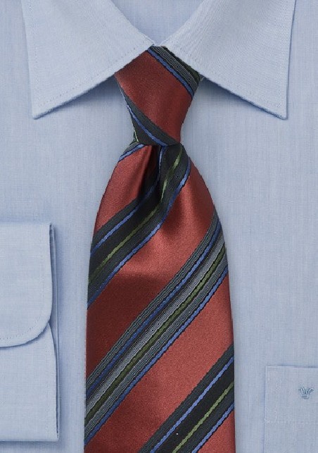 Regal Striped Tie in Rosewood