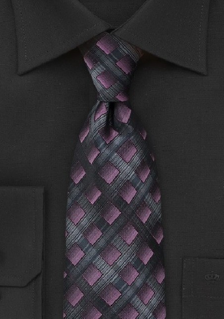Diamond Tie in Purples and Blacks