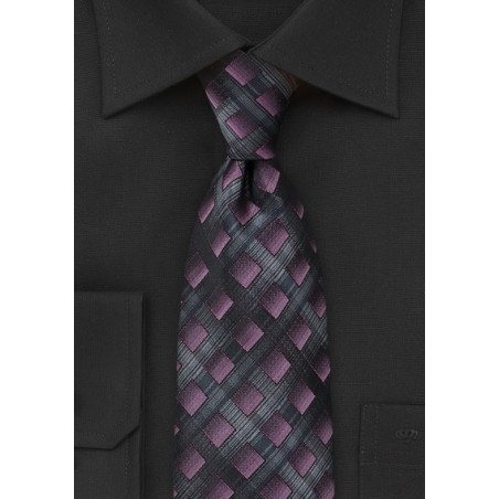 Diamond Tie in Purples and Blacks