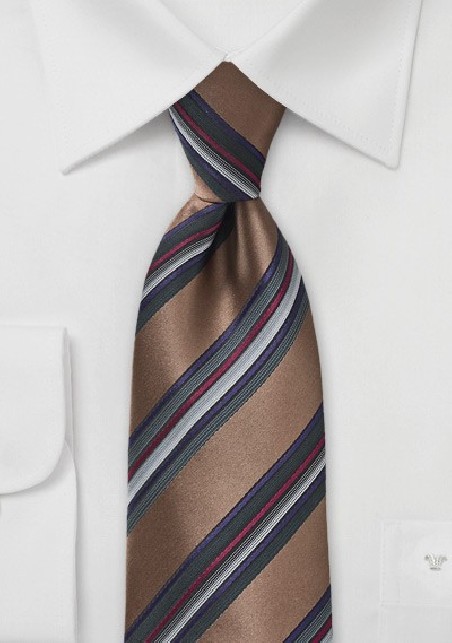 Classic Striped Tie in Bronzes