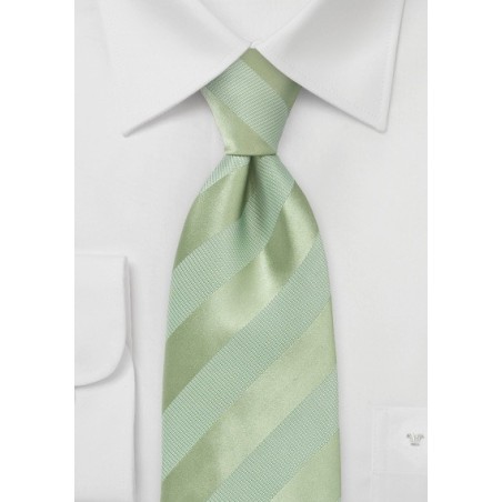 Striped XL Length Tie in Moss Green