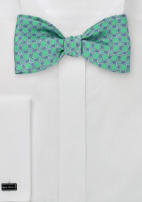 Graphic Bow Tie in Greens and Blues