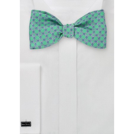 Graphic Bow Tie in Greens and Blues