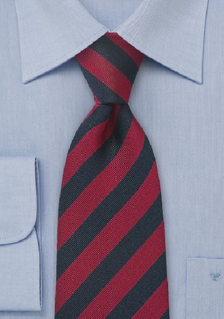 Repp Textured Red and Navy Tie in XL Length