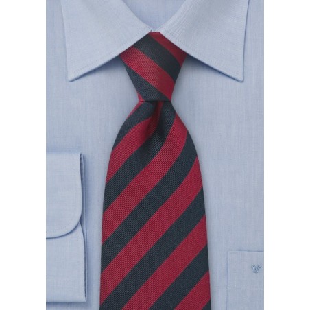 Repp Textured Red and Navy Tie in XL Length