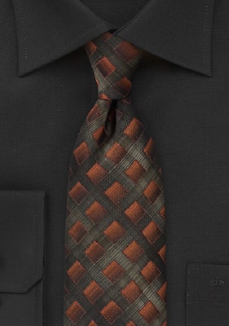 Diamond Tie in Textured Greens and Bronzes