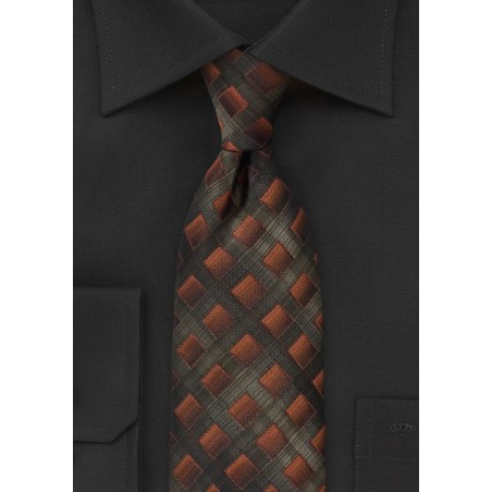 Diamond Tie in Textured Greens and Bronzes