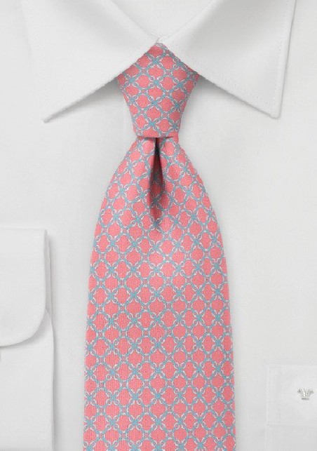 Linked Diamonds Tie in Light Coral