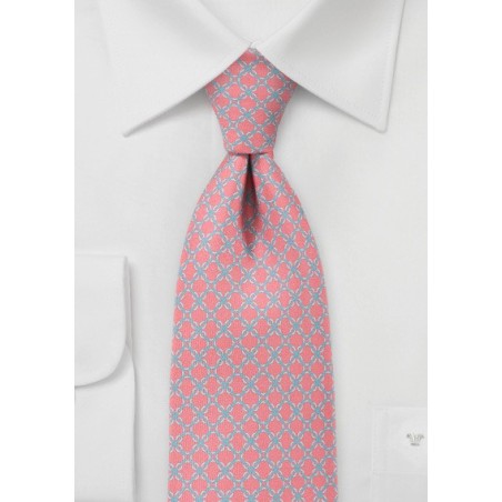 Linked Diamonds Tie in Light Coral