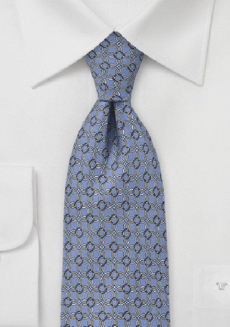 Graphic Ring Motif Tie in Periwinkle