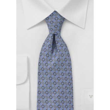 Graphic Ring Motif Tie in Periwinkle