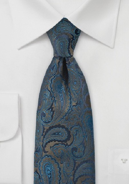 Electric Paisley in Olives and Teals