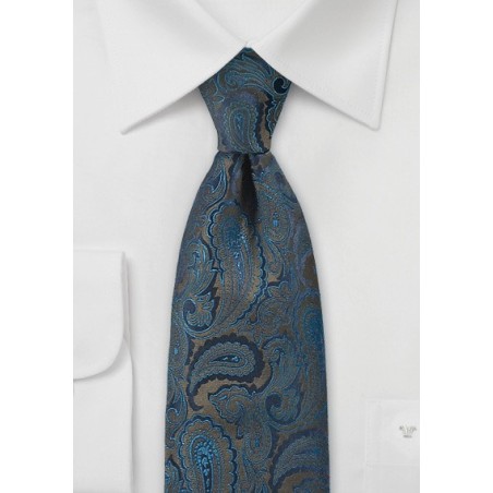 Electric Paisley in Olives and Teals
