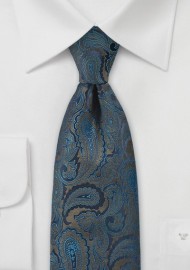 Electric Paisley in Olives and Teals