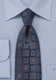 Regal Square Motif Necktie  in Midnight Blue