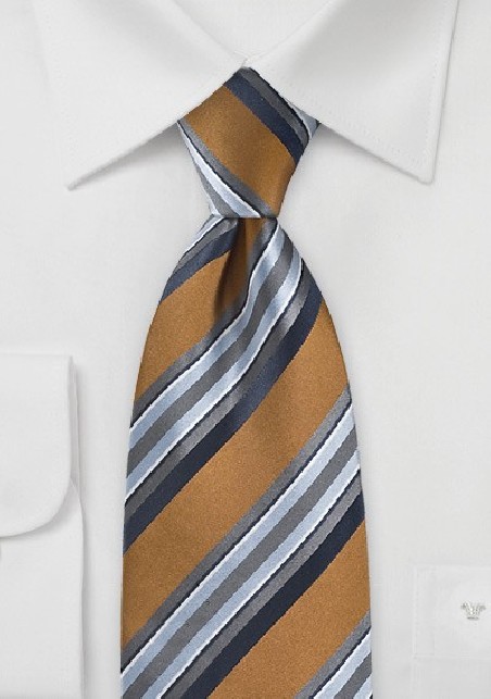 Thick Striped Tie in Bronze