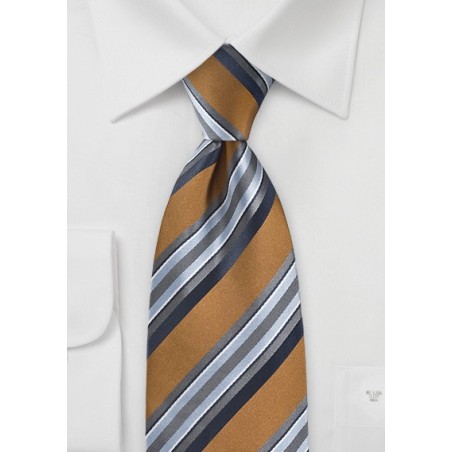 Thick Striped Tie in Bronze