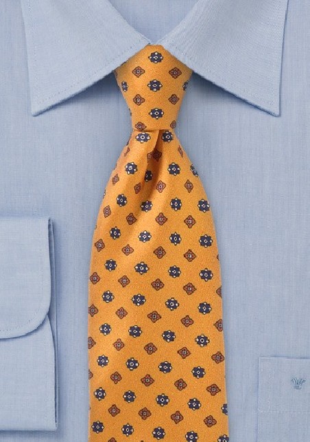 Budding Floral Diamond Tie in Golds