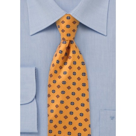 Budding Floral Diamond Tie in Golds