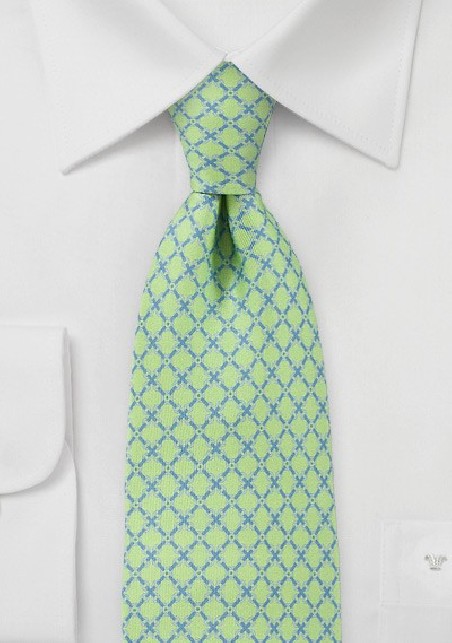 Corner Links Pattern Tie  in Electric Green
