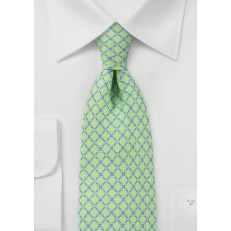 Corner Links Pattern Tie  in Electric Green