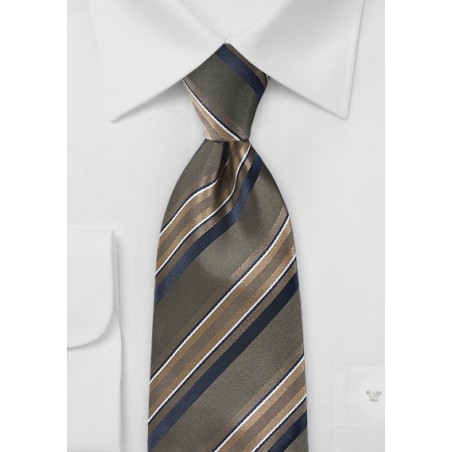 Striped Tie in Deep Moss
