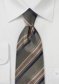 Striped Tie in Deep Moss